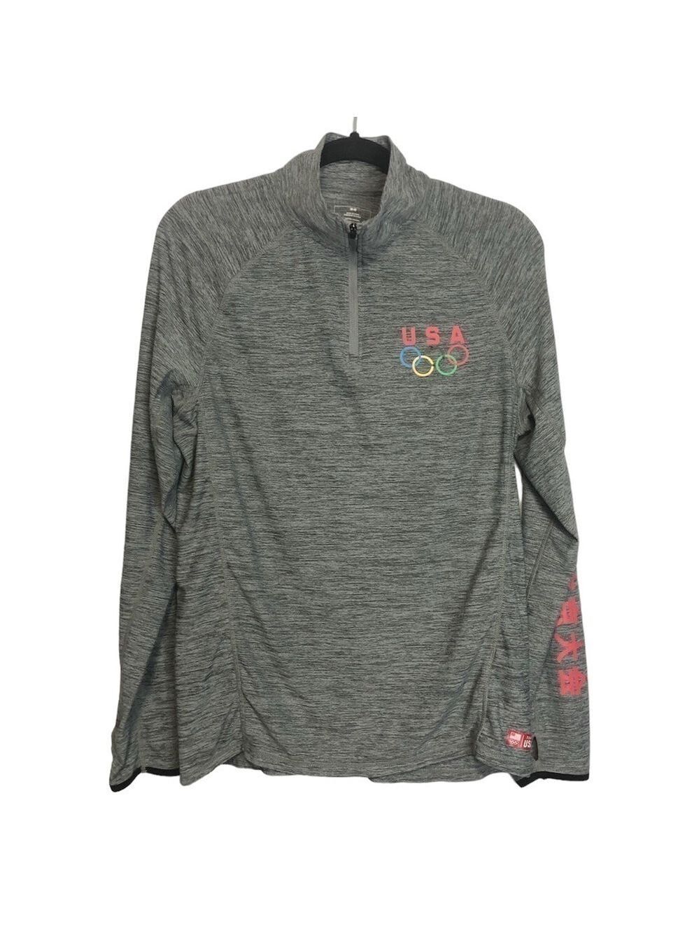 TEAM USA Olympic 1/4 Zip Long Sleeve Grey Shirt, size M